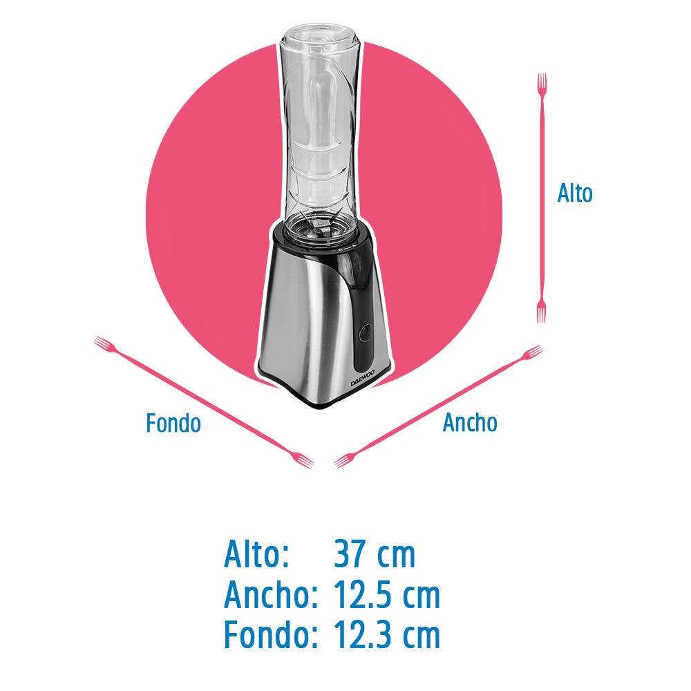 Licuadora personal 600 ml dos vasos negra DBL-829 Daewoo