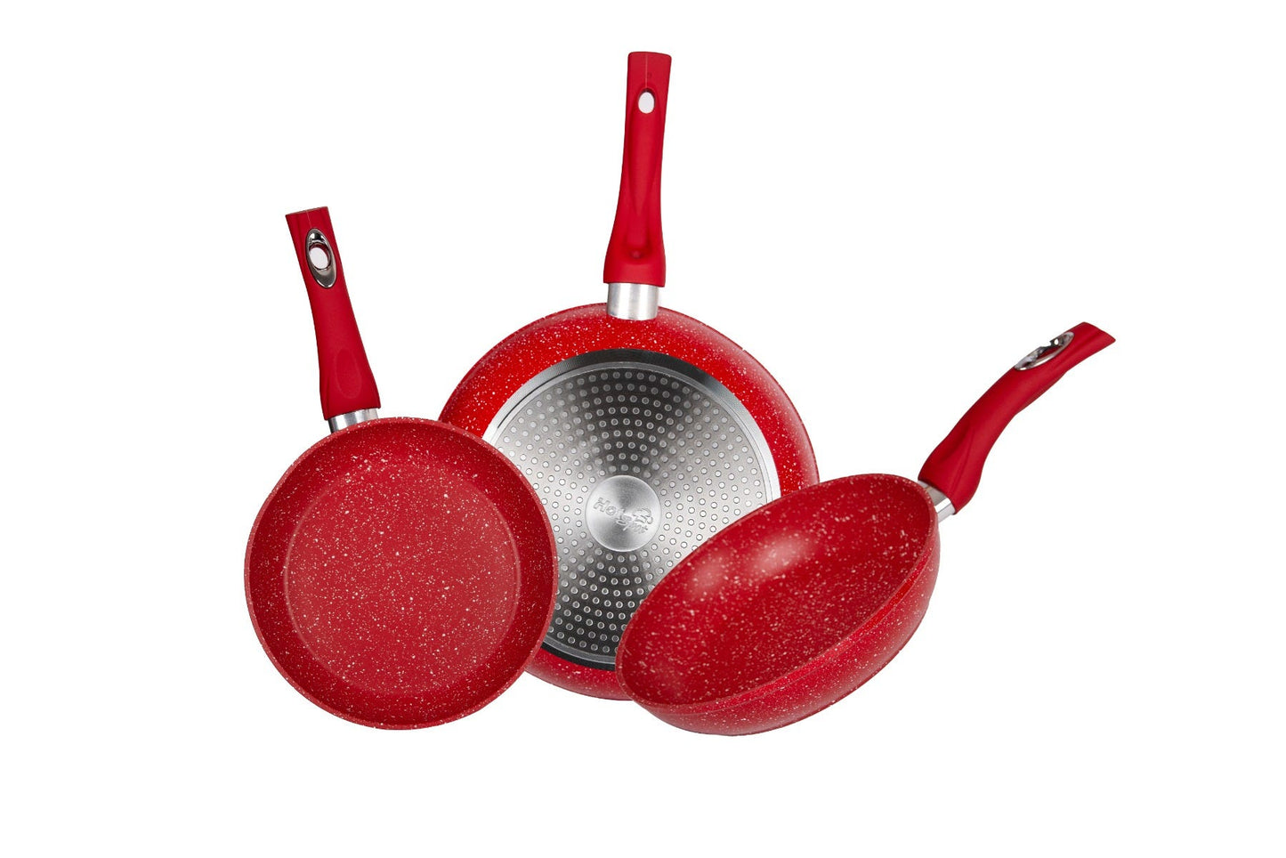 Juego de sartenes de acero inoxidable 3 piezas con mango de silicón Z630R Hot Spot