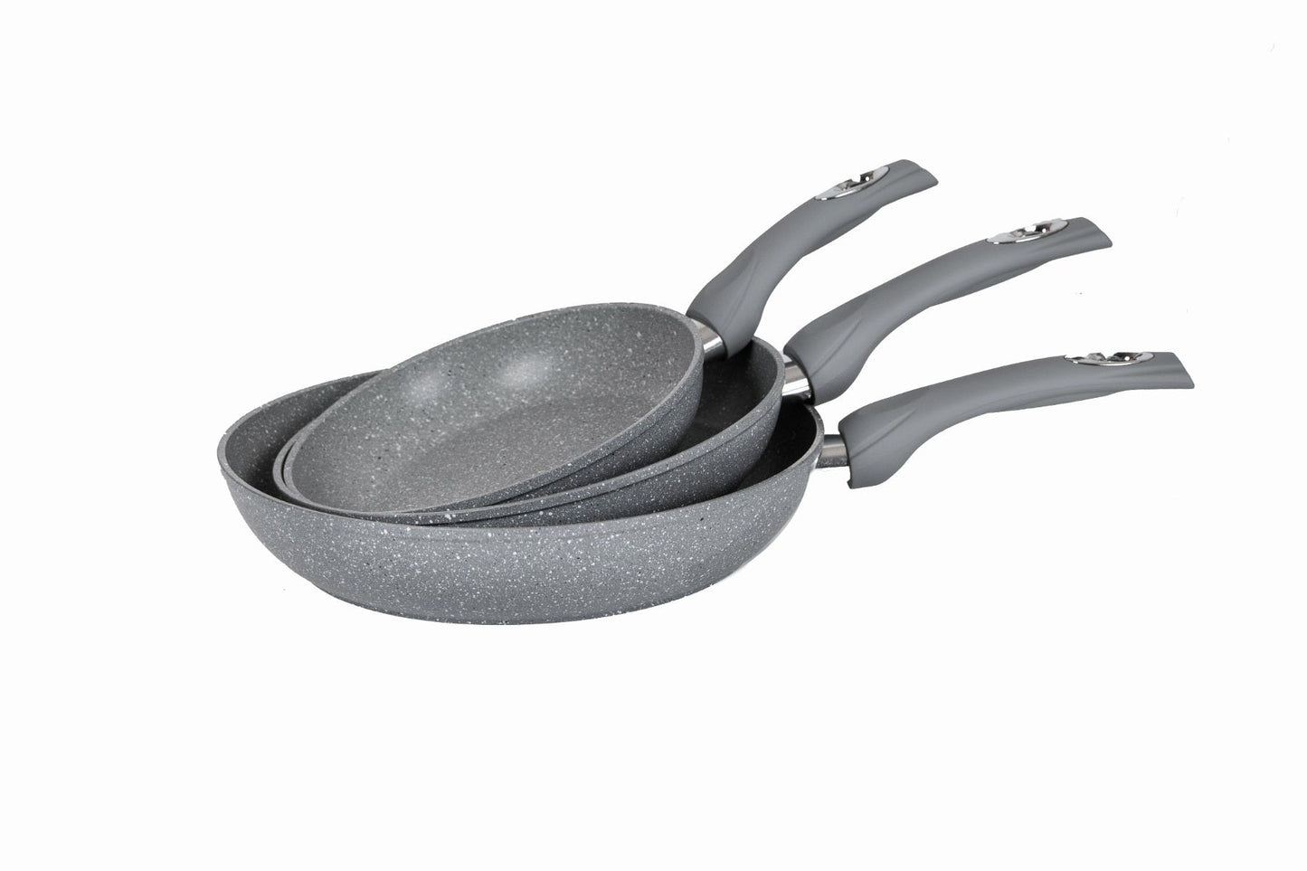 Juego de sartenes de acero inoxidable 3 piezas con mango de silicón Z630P Hot Spot