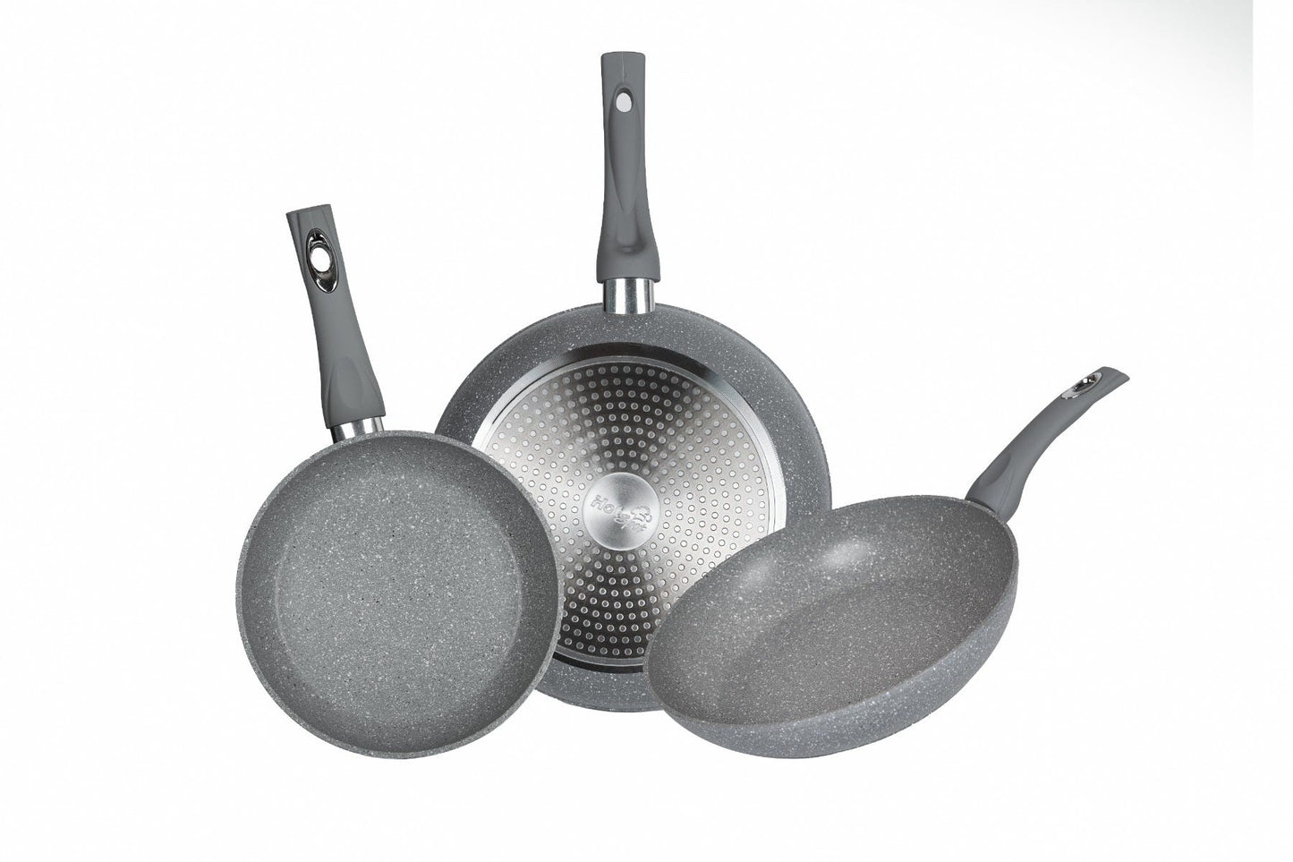 Juego de sartenes de acero inoxidable 3 piezas con mango de silicón Z630P Hot Spot