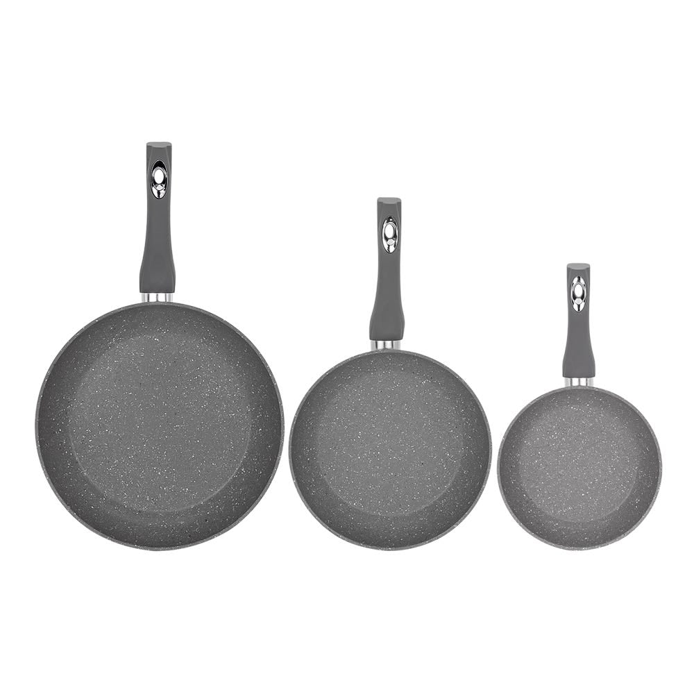 Juego de sartenes de acero inoxidable 3 piezas con mango de silicón Z630P Hot Spot
