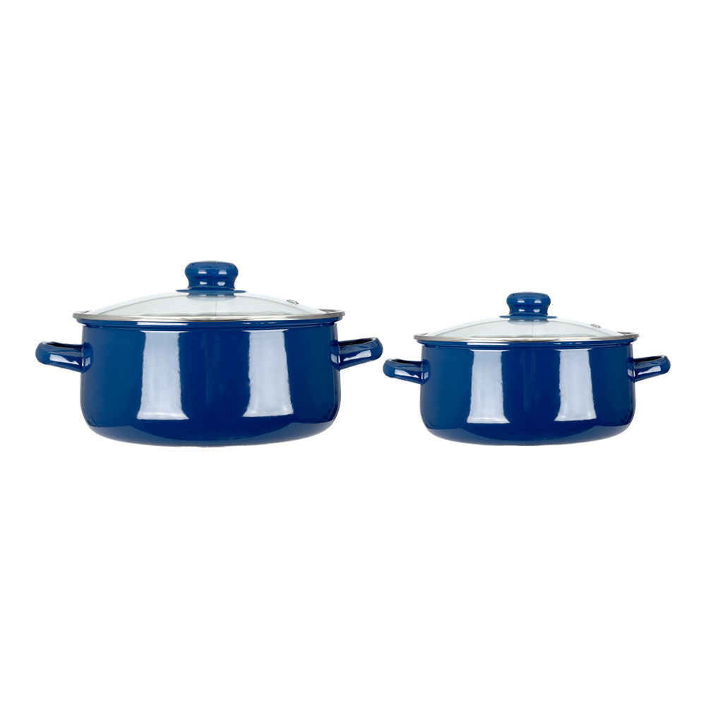 Juego de 2 ollas de acero porcelanizado 22/24 cm azul Z625A Hot Spot