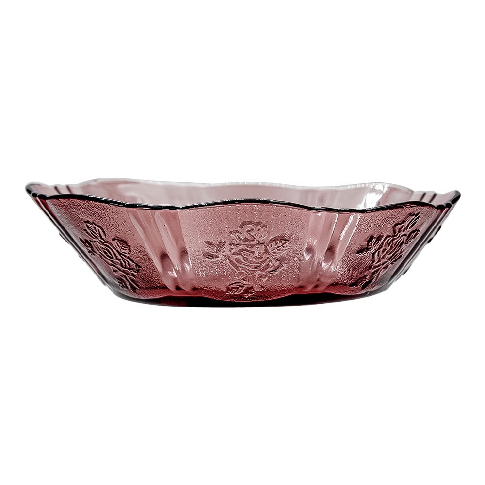 Plato hondo de vidrio 400 ml rosas uva 222 V Santos