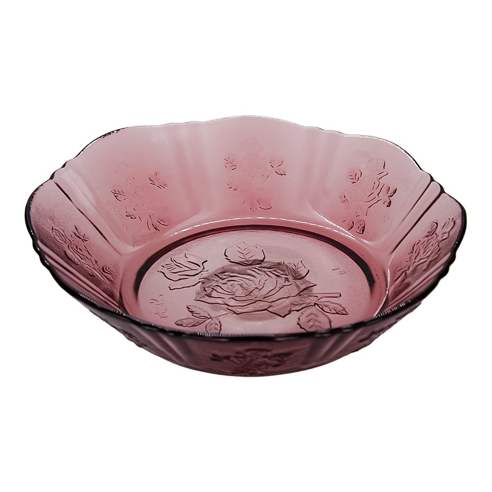 Plato hondo de vidrio 400 ml rosas uva 222 V Santos