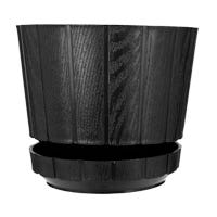 Maceta de plástico tipo madera con base barro/ chocolate 507C Peyo