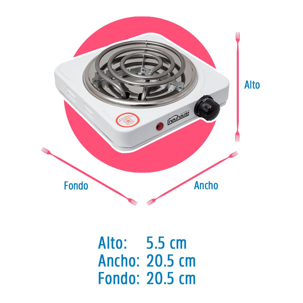 Parrilla eléctrica sencilla resistencia en espiral con termostato PB-01 Neuhaus