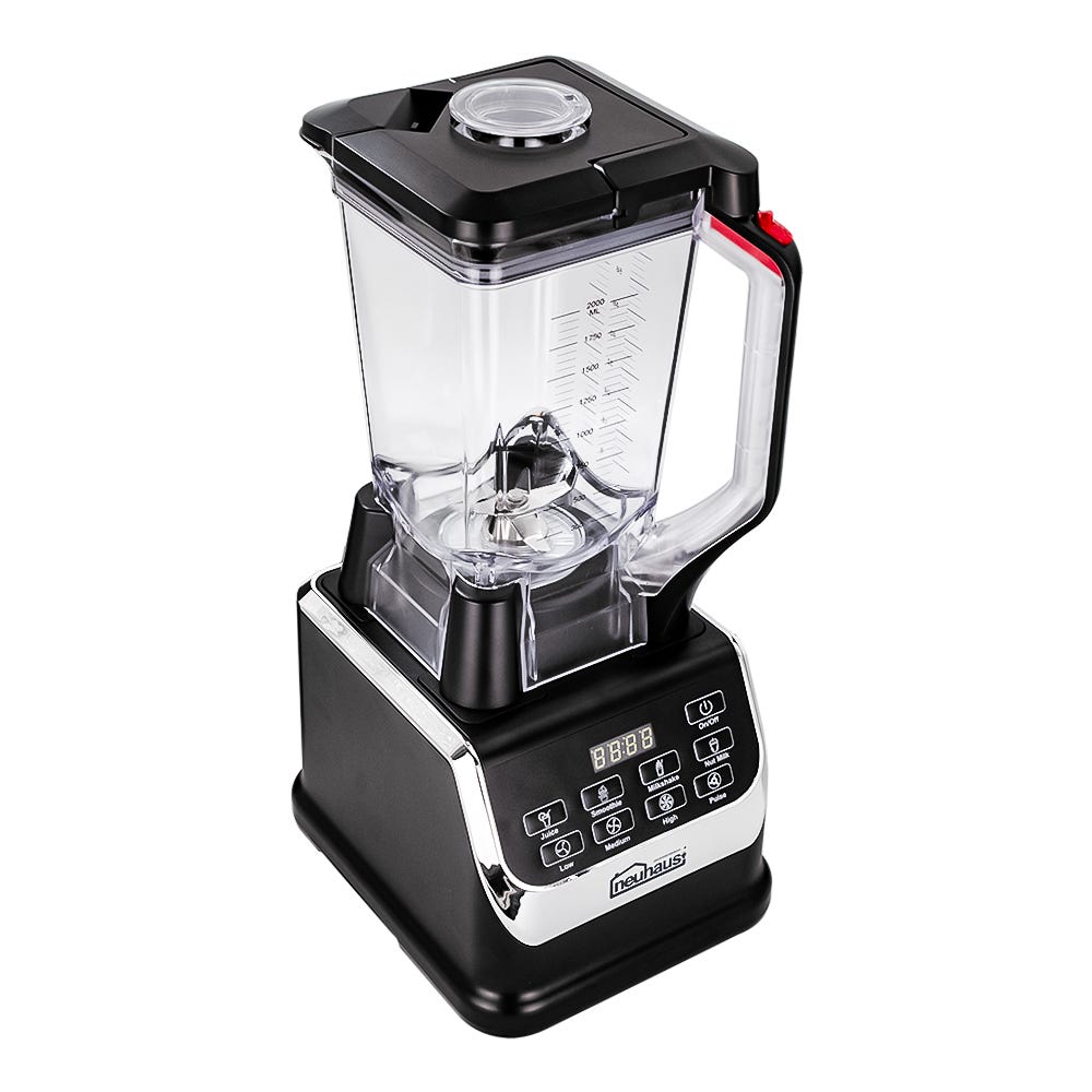 Licuadora digital con vaso de Tritán y 2 vasos para batido negra Hurrikane Neuhaus