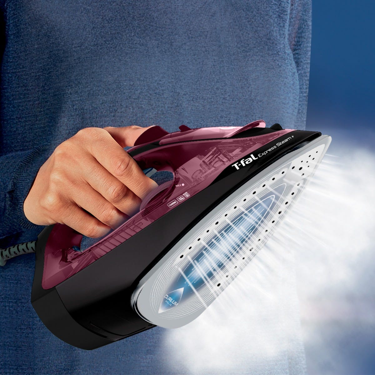 Plancha suela durilium antiadherente morado edición especial T-fal