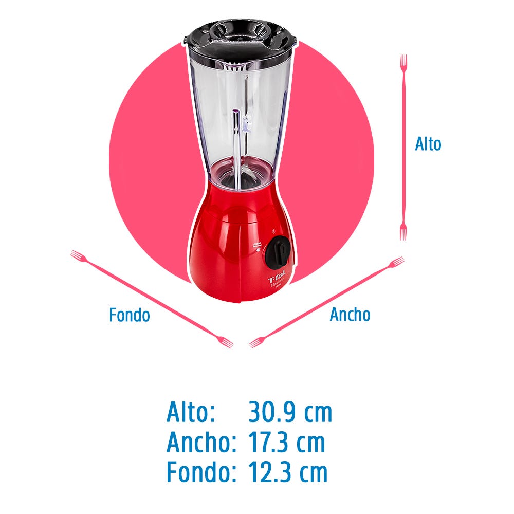 Licuadora vaso de plástico de 2 velocidades Optimix roja LN2775MX T-Fal