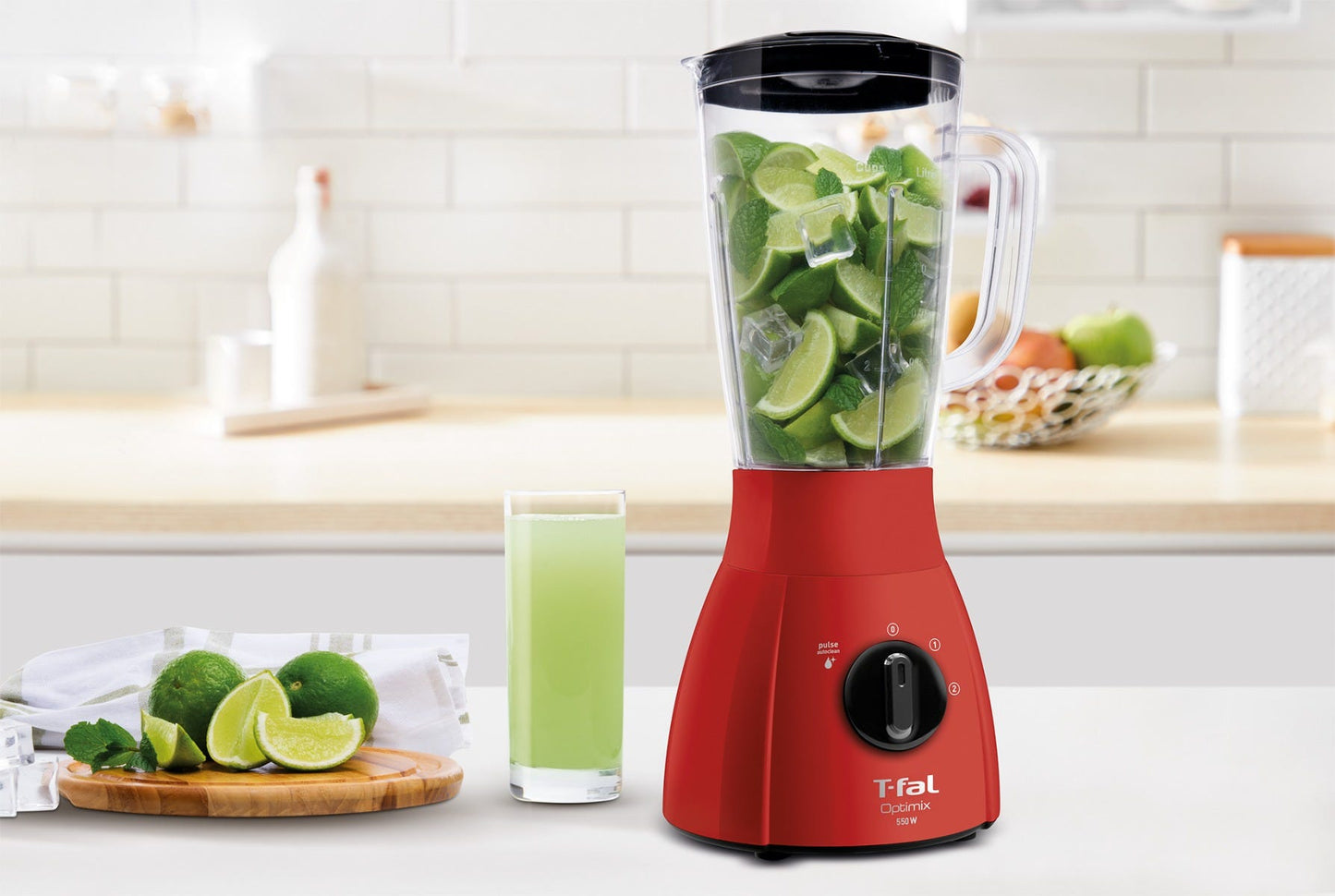 Licuadora vaso de plástico de 2 velocidades Optimix roja LN2775MX T-Fal