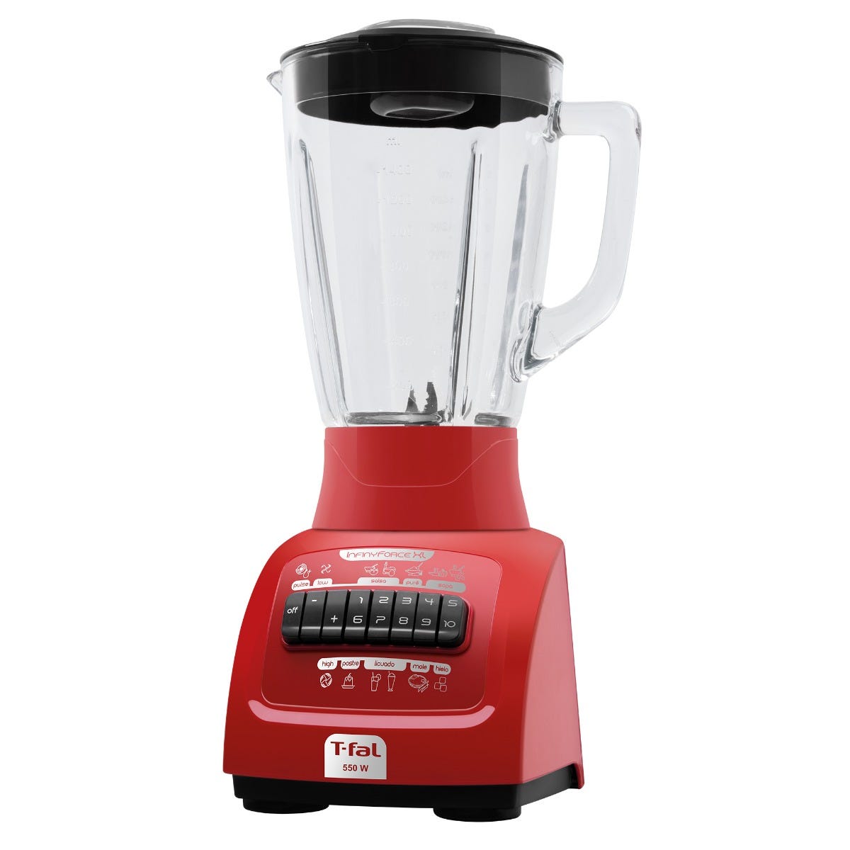 Licuadora infiny force XL 10 velocidades vaso de vidrio roja LN8205MX T-Fal