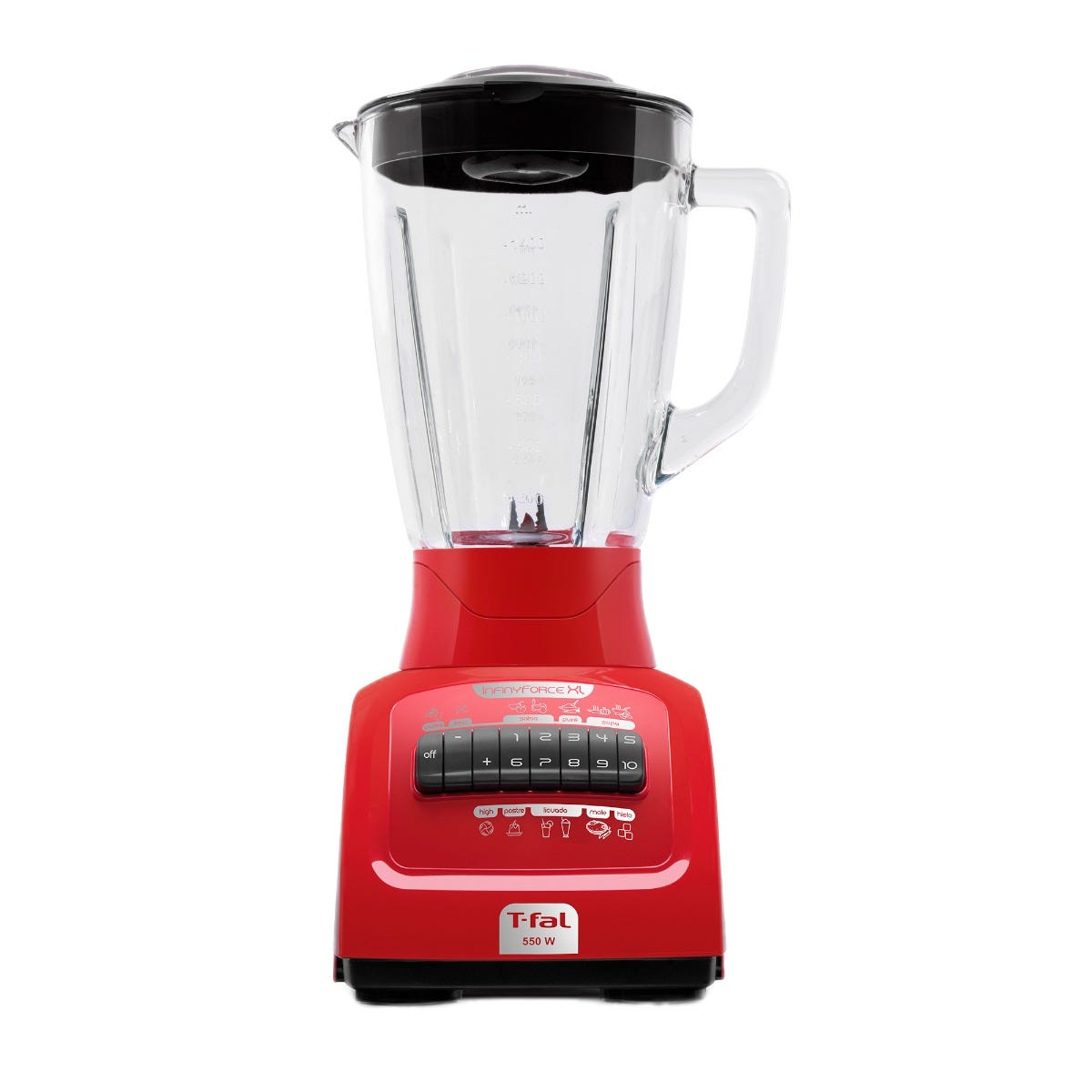 Licuadora infiny force XL 10 velocidades vaso de vidrio roja LN8205MX T-Fal