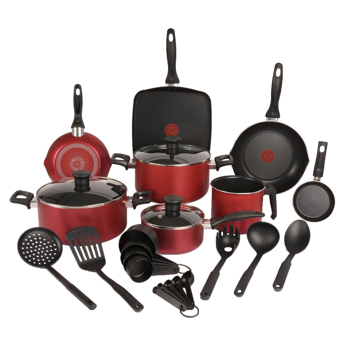 Batería de aluminio 25 piezas roja Family Cook T-Fal