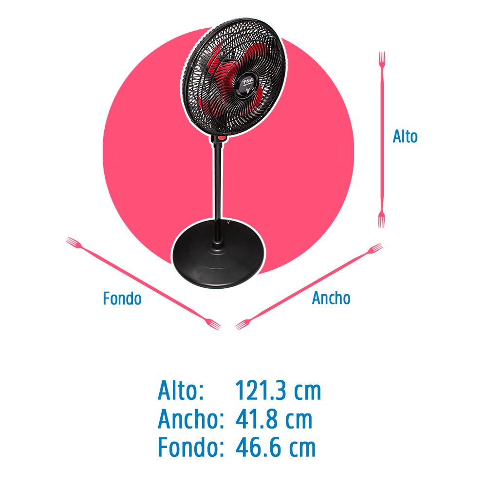 Ventilador de pedestal 16 pulgadas Air Maxx negro con rojo VE31A3X0 T-Fal