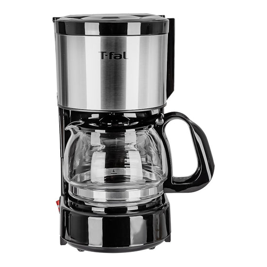 Cafetera 6 tazas Heliora Petit negro con plata T-Fal – vista frontal de la cafetera