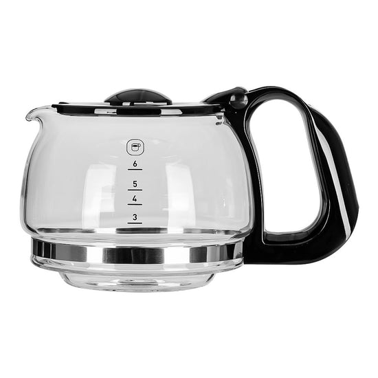 Cafetera 6 tazas Heliora Petit negro con plata T-Fal – detalle de la jarra de vidrio