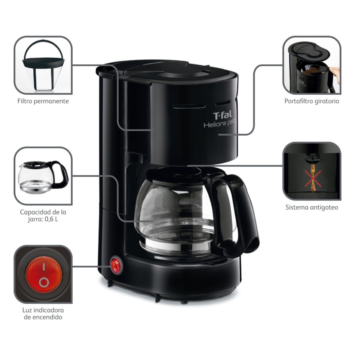 Cafetera 6 tazas Heliora Petit T-Fal