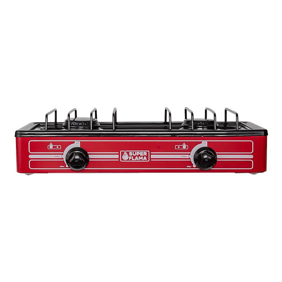 Estufa de gas 2 quemadores roja 2Q-R Super Flama – vista 2