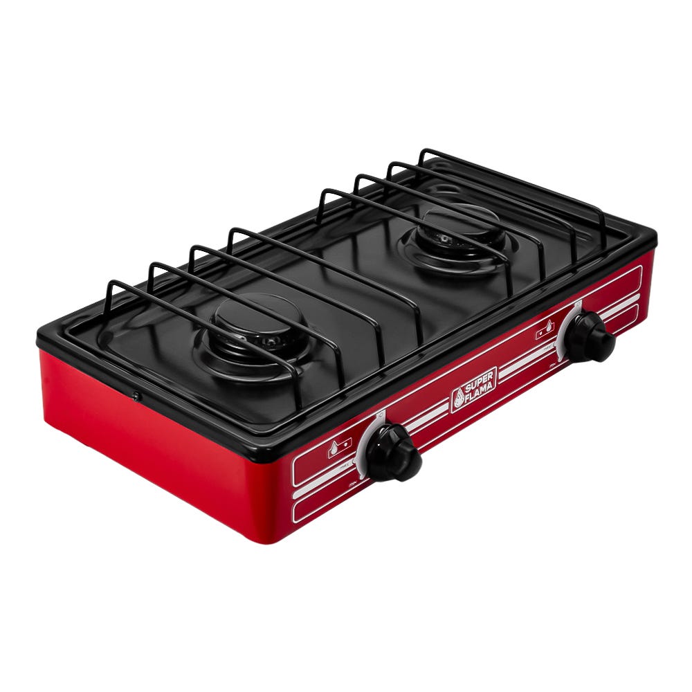 Estufa de gas 2 quemadores roja 2Q-R Super Flama – vista 4