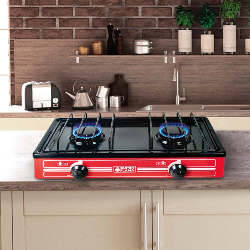 Estufa de gas 2 quemadores roja 2Q-R Super Flama – vista 12