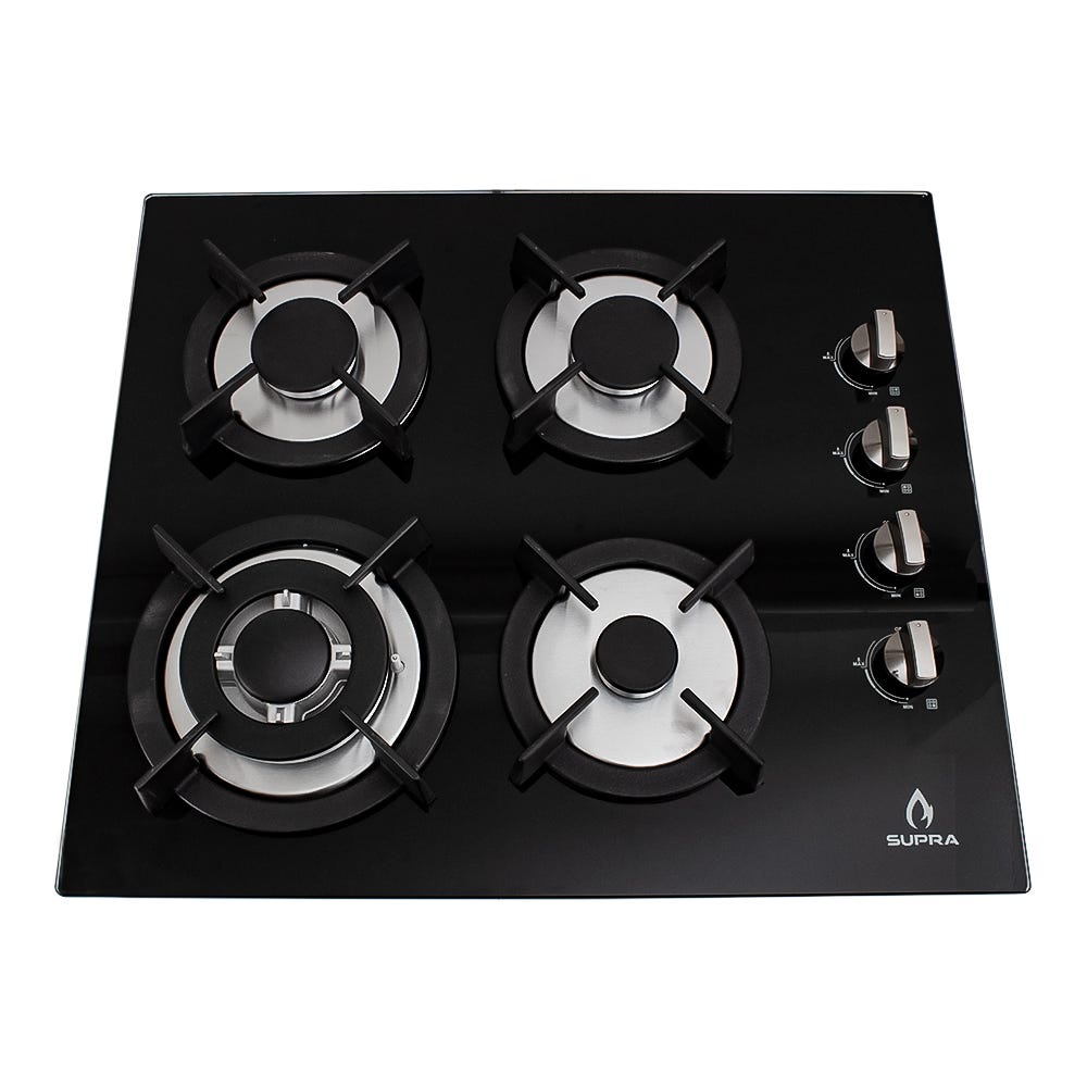 Estufa de gas 4 quemadores cristal templado 60 cm 4Q-EC-N Supra – vista 2