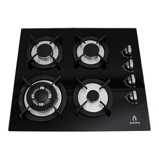 Estufa de gas 4 quemadores cristal templado 60 cm 4Q-EC-N Supra – vista 2
