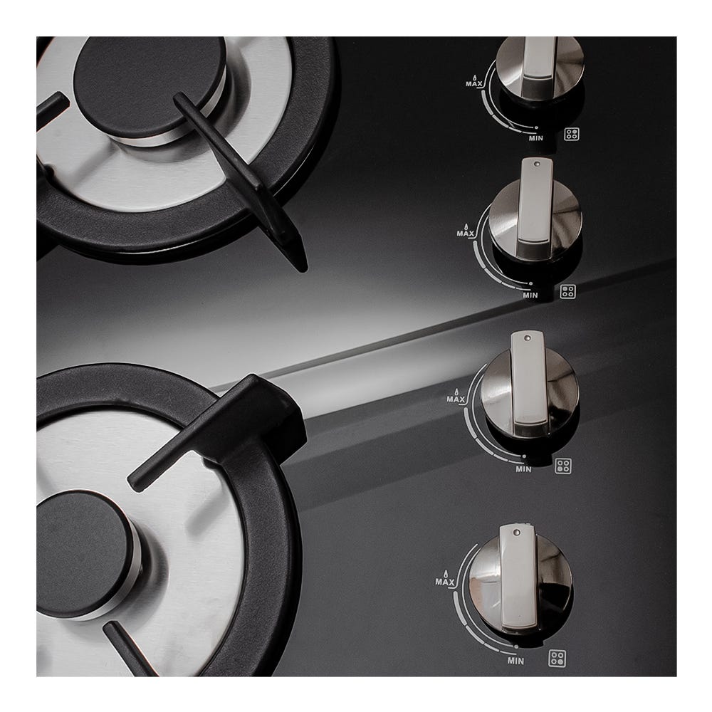Estufa de gas 4 quemadores cristal templado 60 cm 4Q-EC-N Supra – vista 5
