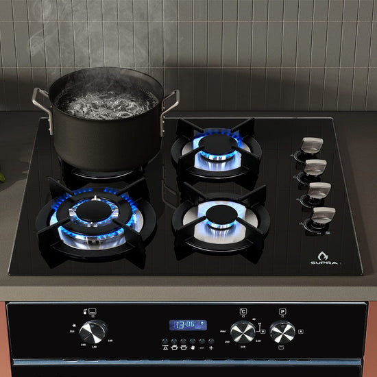 Estufa de gas 4 quemadores cristal templado 60 cm 4Q-EC-N Supra – vista 14