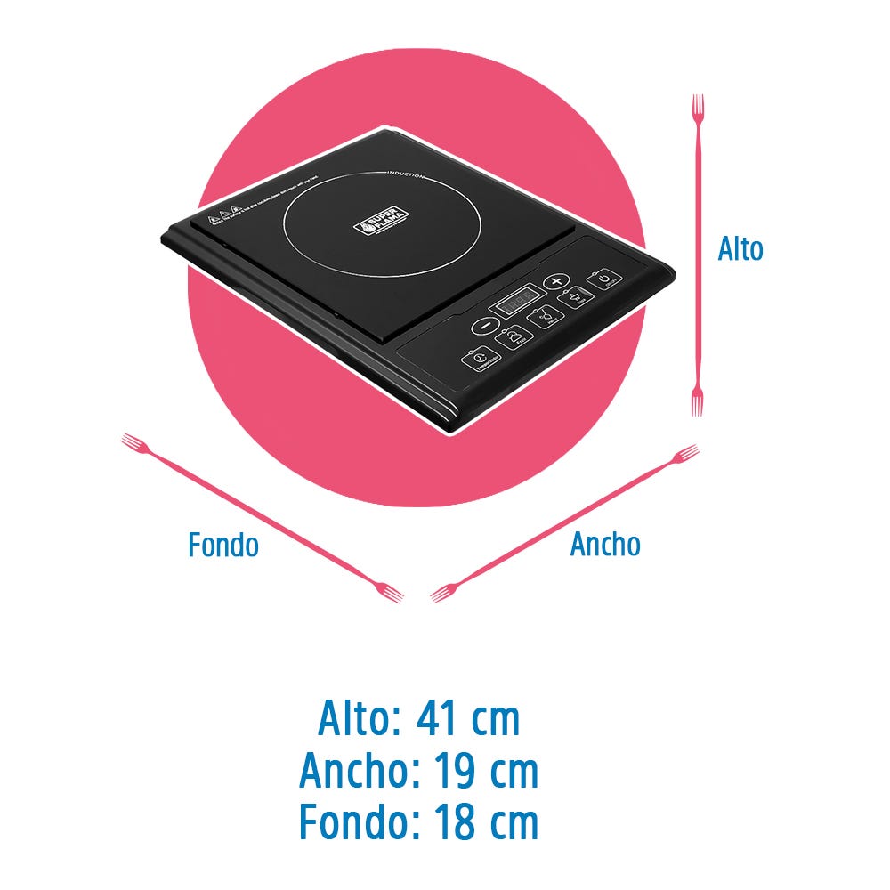 Parrilla de inducción magnética negra vidrio templado NUMBER ONE Super Flama – vista 5
