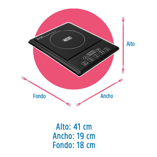 Parrilla de inducción magnética negra vidrio templado NUMBER ONE Super Flama – vista 5