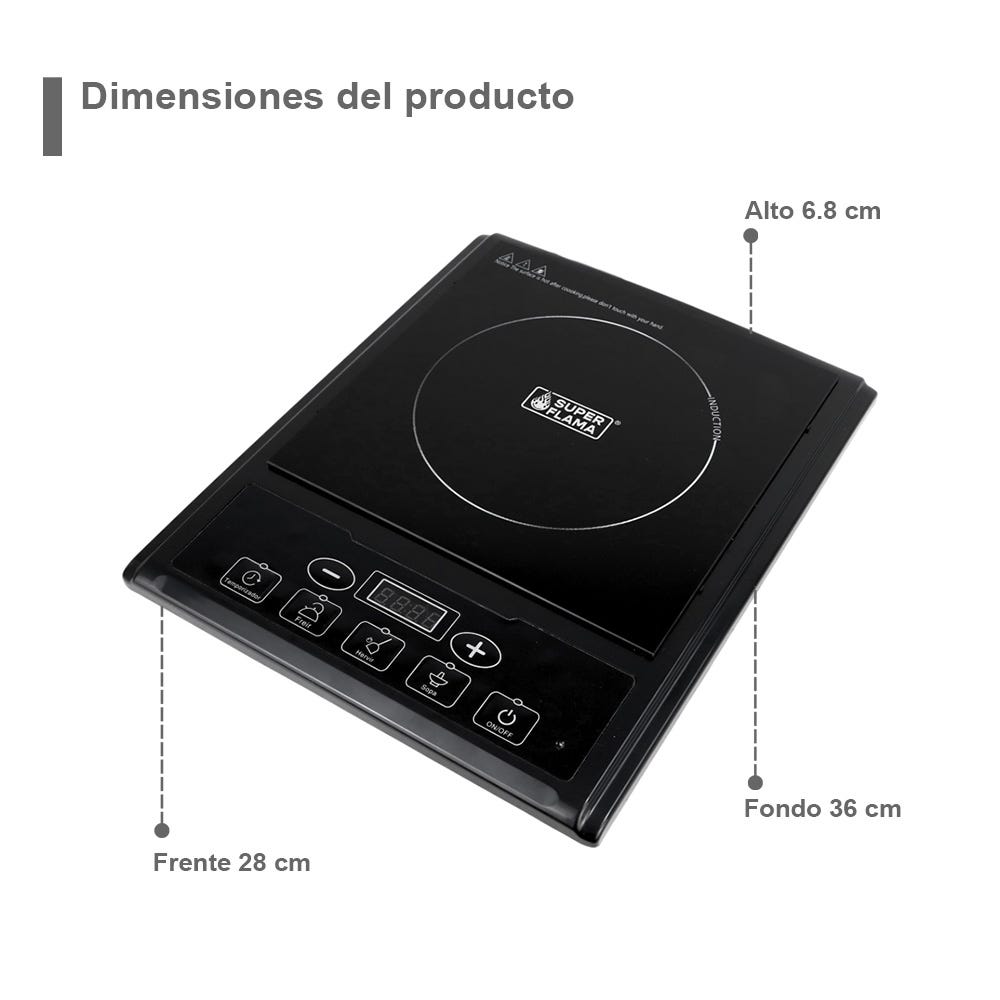 Parrilla de inducción magnética negra vidrio templado NUMBER ONE Super Flama – vista 7