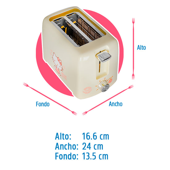 Tostador para 2 panes beige con rosa Hello Kitty HK-T2W RCA – vista 5