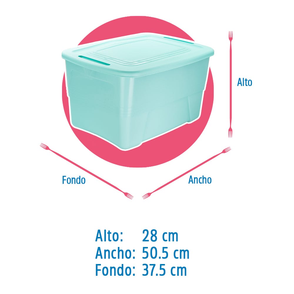 Caja multiusos de plástico 38 L con tapa Atlanta S010TZZR Plastic Trends