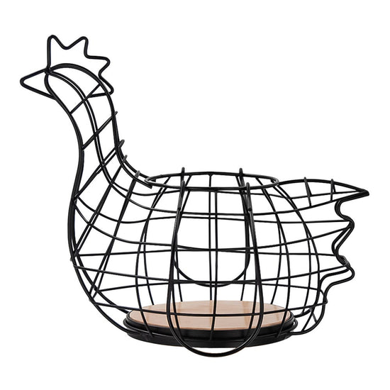 Organizador de huevos de fierro y bambú en forma de gallina M94-OH0027