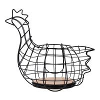 Organizador de huevos de fierro y bambú en forma de gallina M94-OH0027