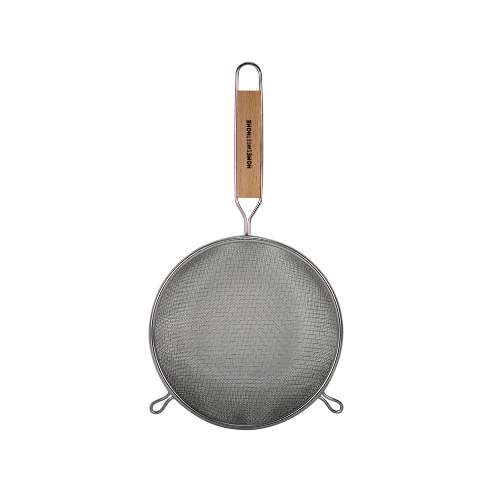 Colador doble malla mango de madera 14 cm
