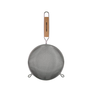 Colador doble malla mango de madera 14 cm