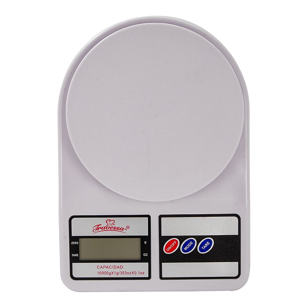 Báscula digital de plástico10 Kg blanca 020-101-069 Travessa