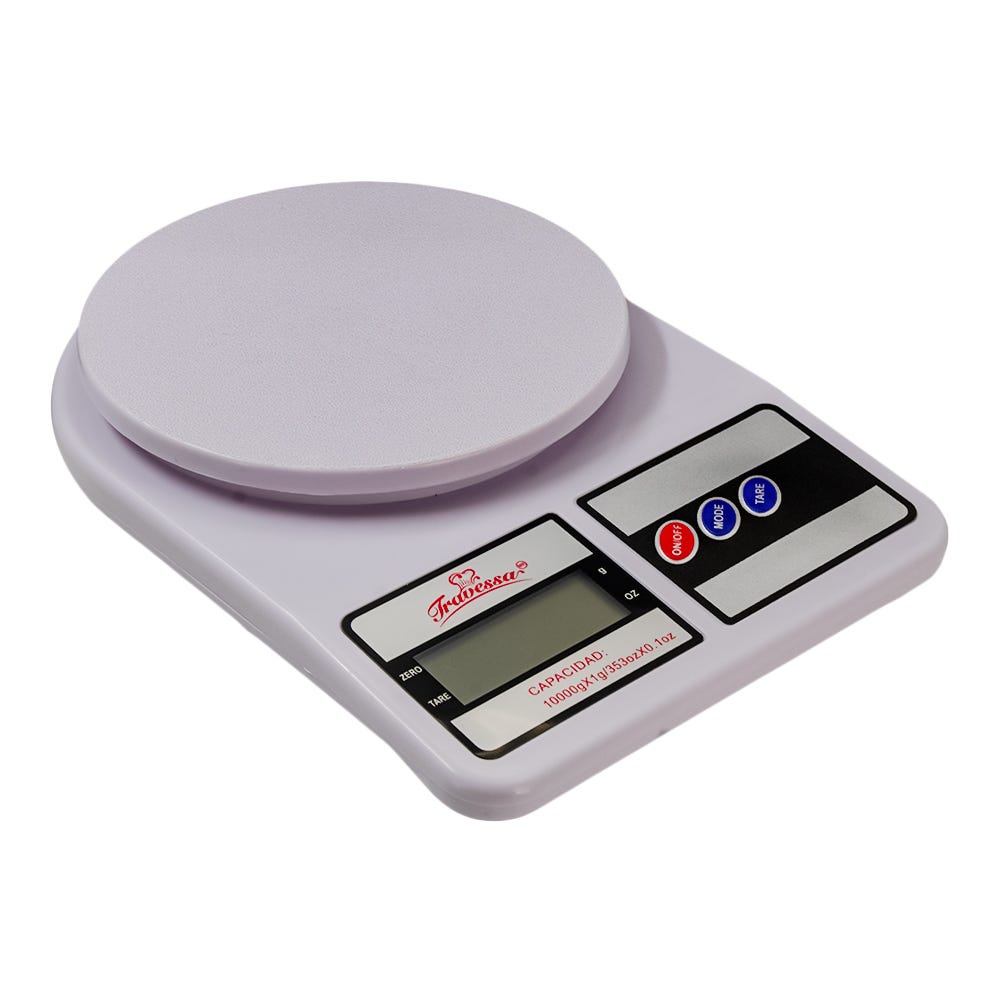 Báscula digital de plástico10 Kg blanca 020-101-069 Travessa
