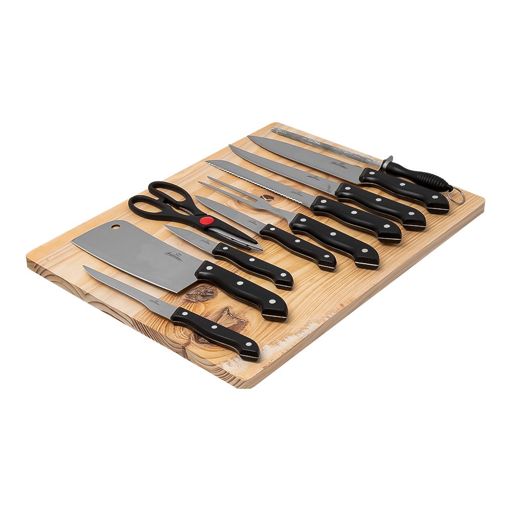 Juego de cuchillos de acero inoxidable con tabla 050-001-010 Travessa