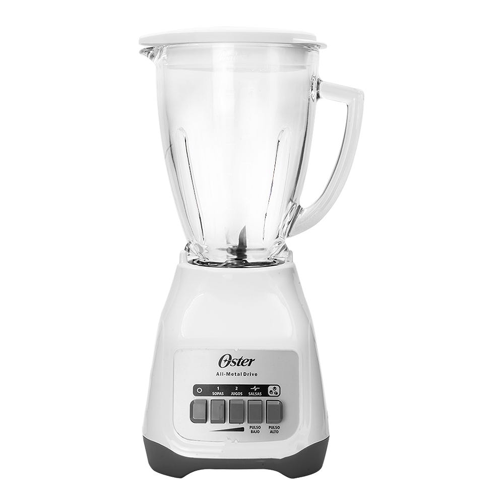 Licuadora Soho Lite Blanca con botones vaso de vidrio