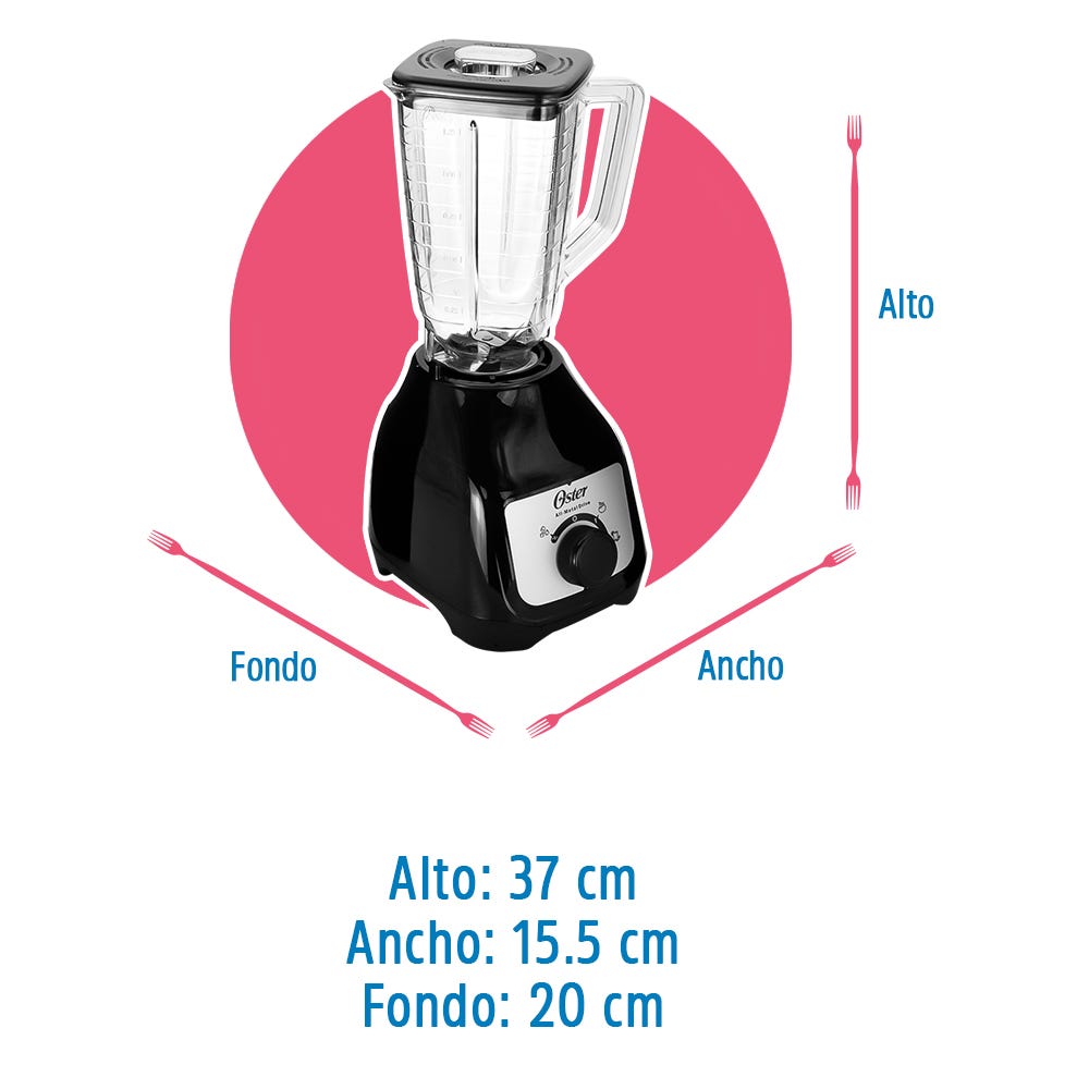 Licuadora Soho Lite negra con perilla vaso de plástico BLSTKAP-BRD-013 Oster