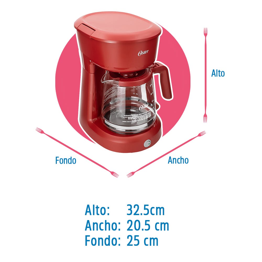 Cafetera análoga 12 tazas roja BVSTDCS12R-013 Oster