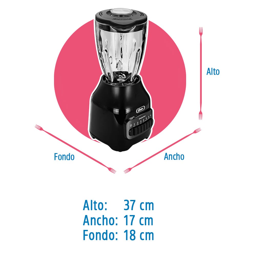 Licuadora Value 6 velocidades botones vaso de vidrio BLSTPEG-BPB-013 Oster