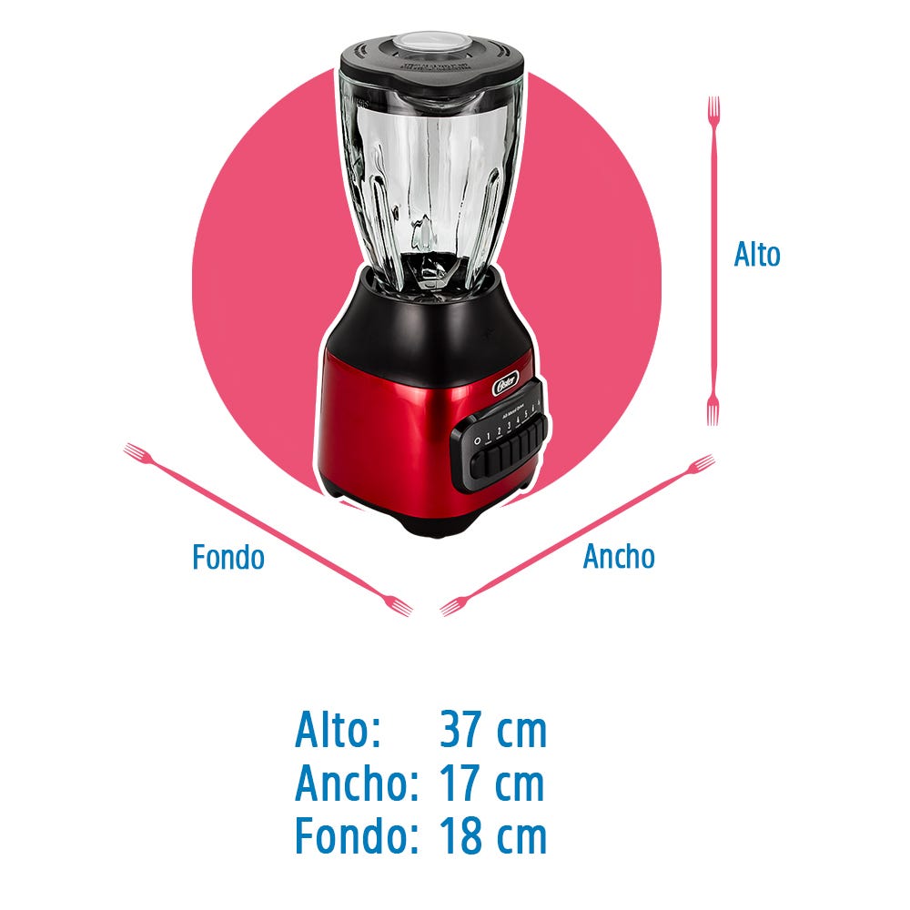 Licuadora Value 6 velocidades botones vaso de vidrio candy BLSTPEG-CPB-013 Oster