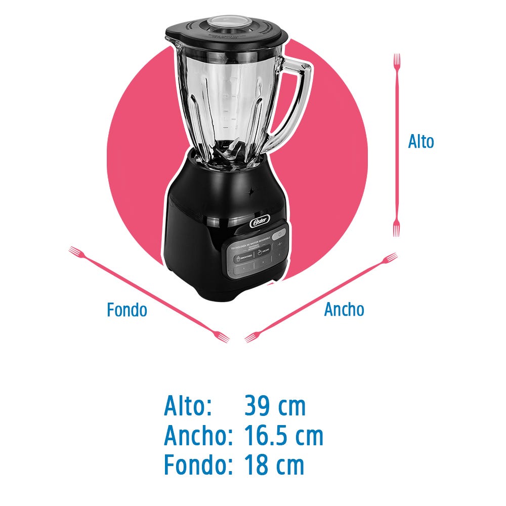 Licuadora Kitchen Center 3 velocidades reversible botones vaso vidrio BLSTPEG-BRT-013 Oster