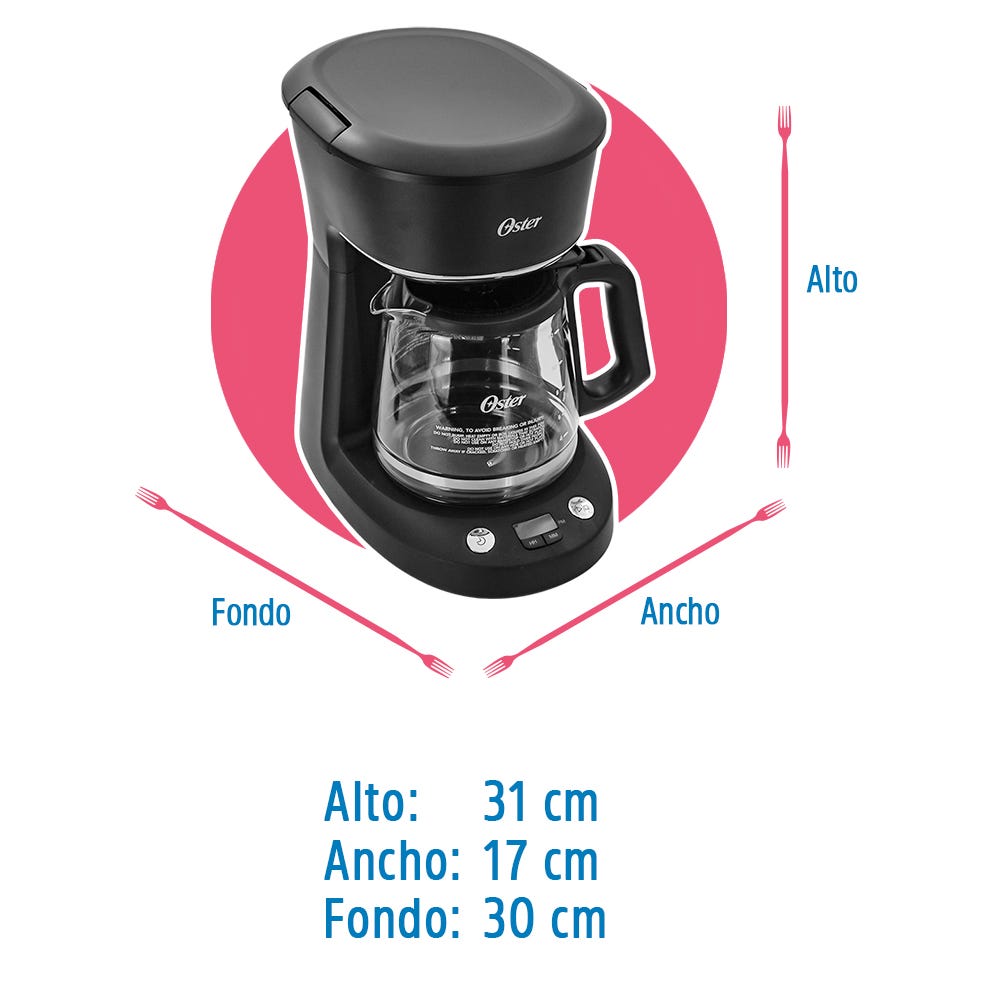 Cafetera programable 12 tazas BVSTDCP12B-013 Oster