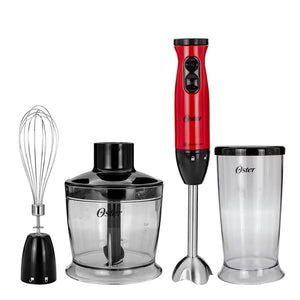 Batidora de inmersión roja con accesorios FPSTH Oster