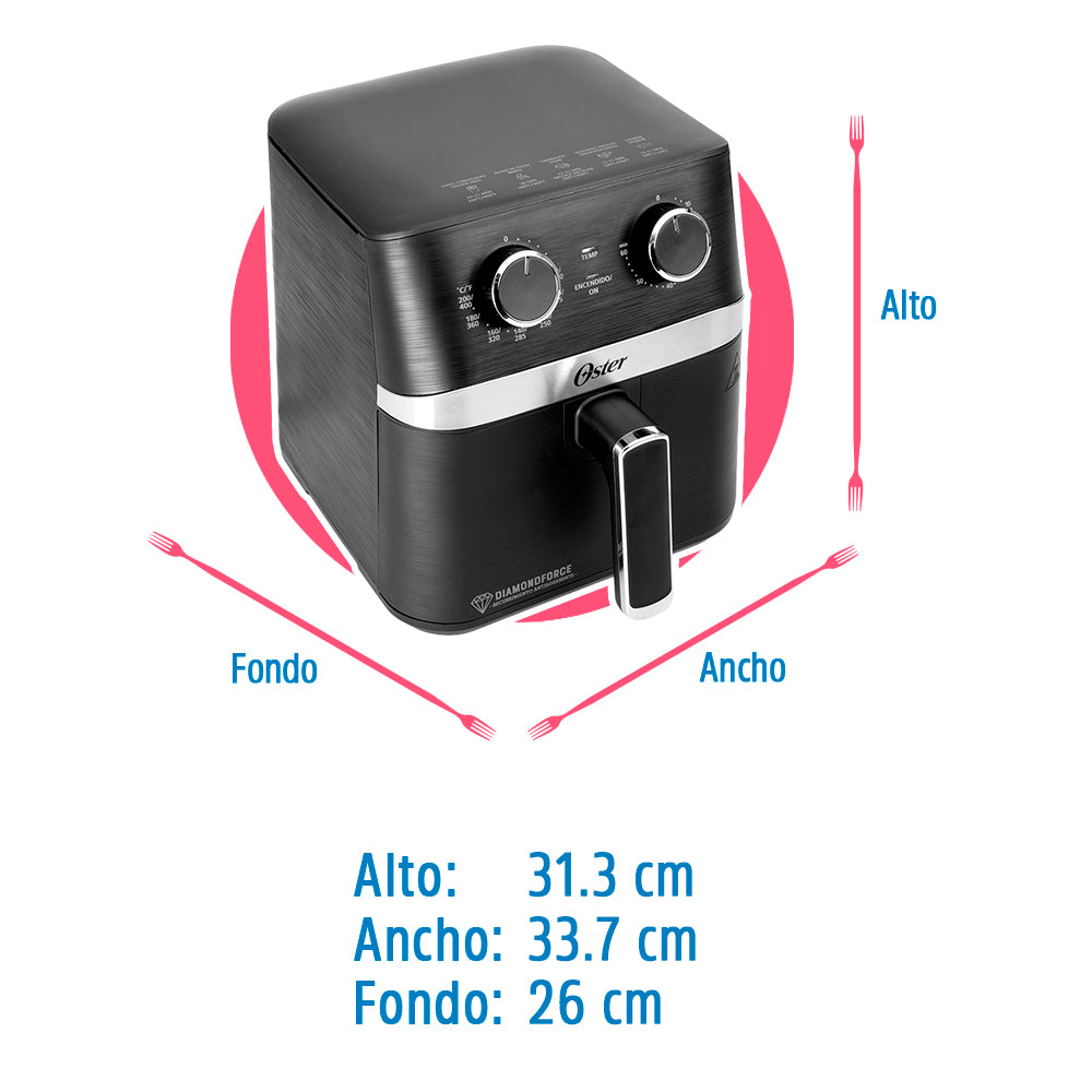 Freidora de aire 4 litros manual negra 2204926 Oster