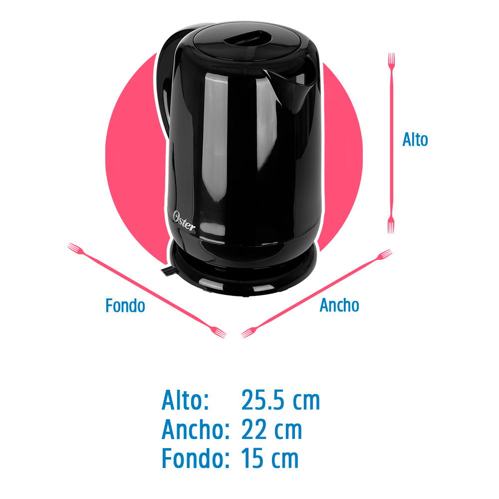 Hervidor eléctrico 1.7 litros negro BVSTKT3101 Oster